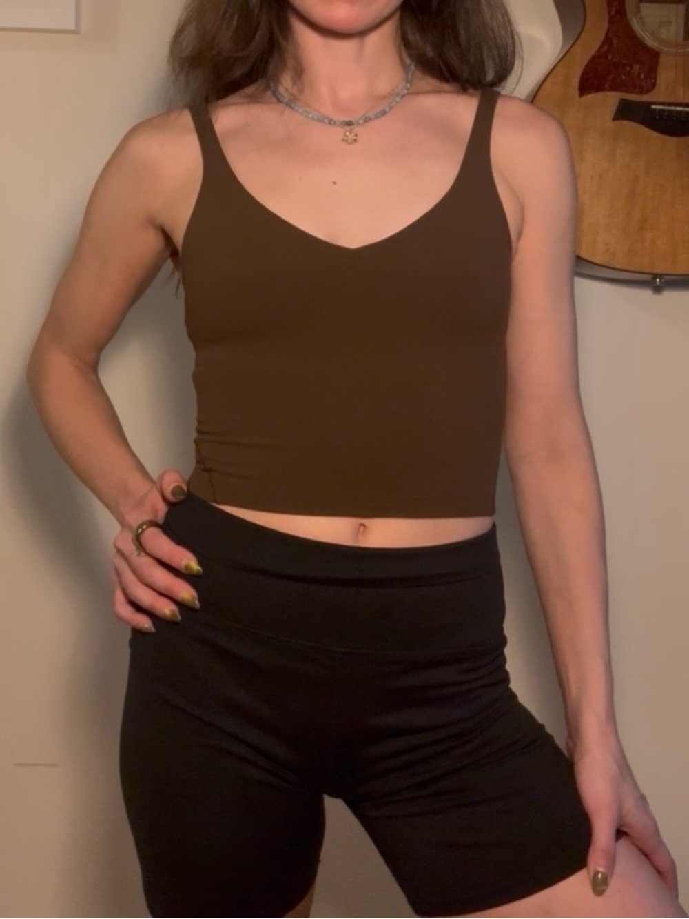Lululemon Align Cropped Tank Top Built-in Bra Brown Java Espresso Size 2